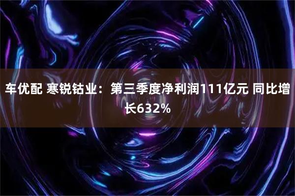 车优配 寒锐钴业：第三季度净利润111亿元 同比增长632%