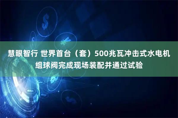 慧眼智行 世界首台（套）500兆瓦冲击式水电机组球阀完成现场装配并通过试验